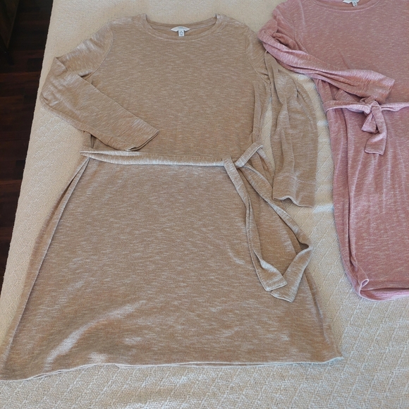 Time and Tru Beige and Blush Belted Dresses - Picture 2 of 6